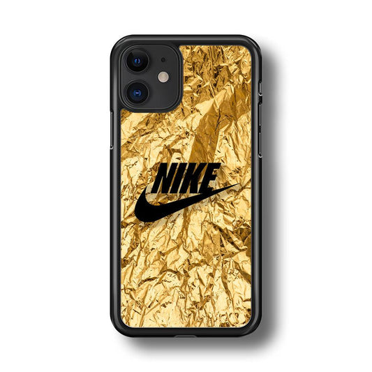 Nike Gold Paper iPhone 11 Case-Rubber Black (2D Case)-Oxvistore