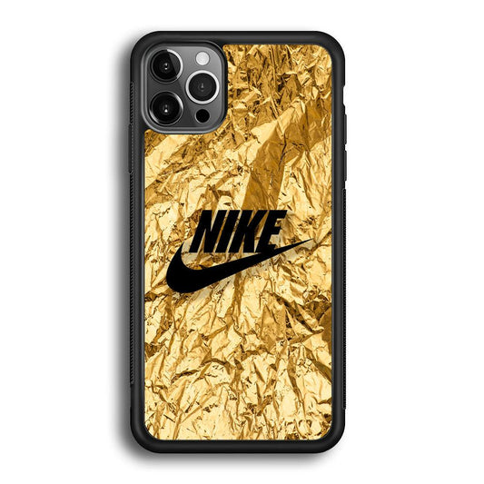 Nike Gold Paper iPhone 12 Pro Max Case-Rubber Black (2D Case)-Oxvistore