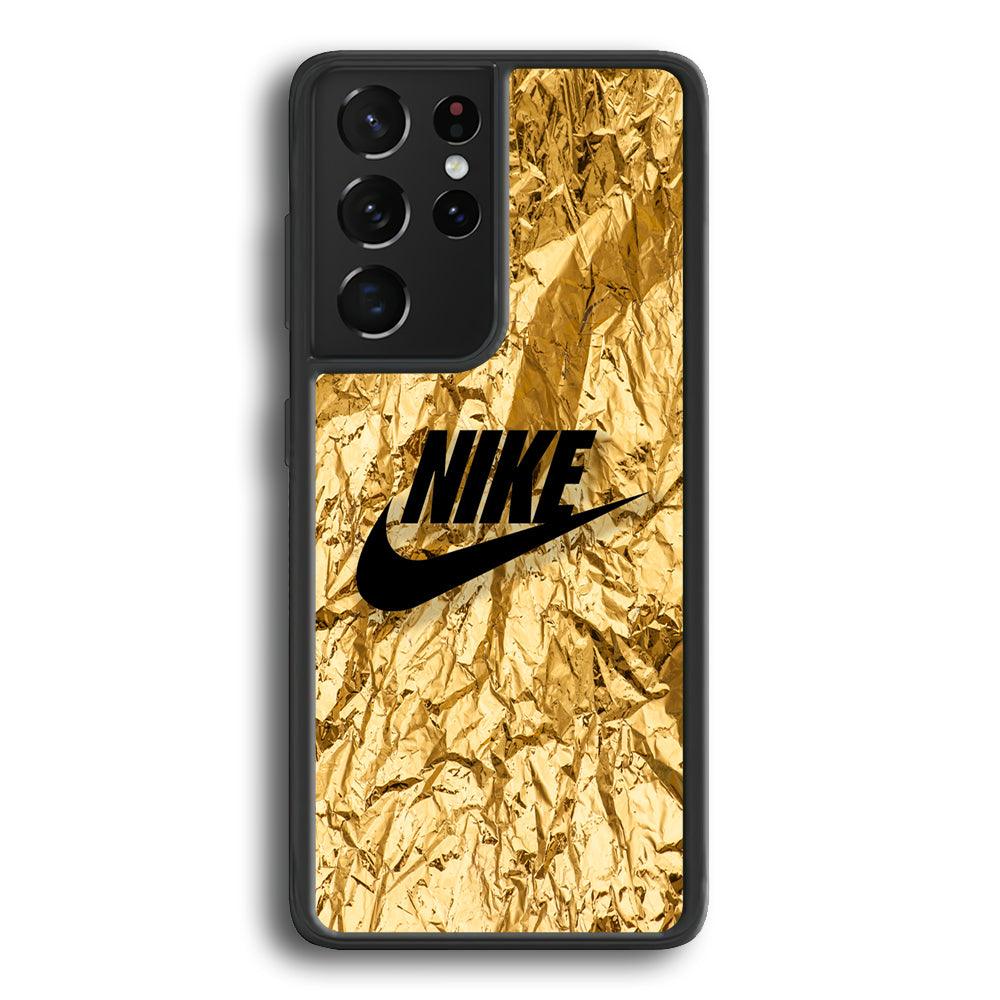 Nike Gold Paper Samsung Galaxy S24 Ultra Case-Rubber Black (2D Case)-Oxvistore