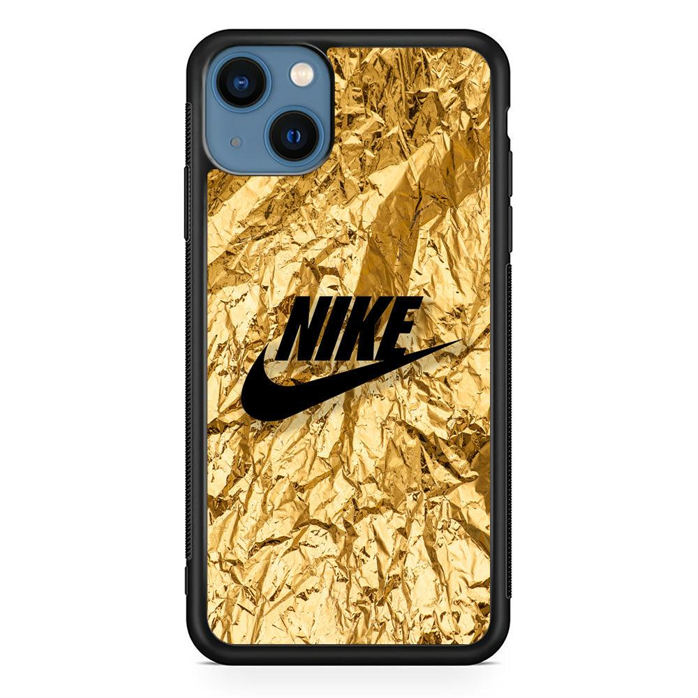 Nike Gold Paper iPhone 13 Case-Rubber Black (2D Case)-Oxvistore