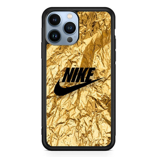 Nike Gold Paper iPhone 14 Pro Case-Rubber Black (2D Case)-Oxvistore
