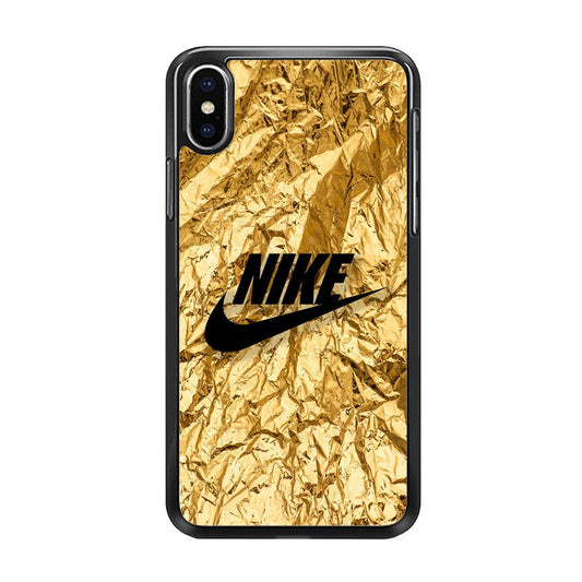 Nike Gold Paper iPhone XS MAX Case-Rubber Black (2D Case)-Oxvistore
