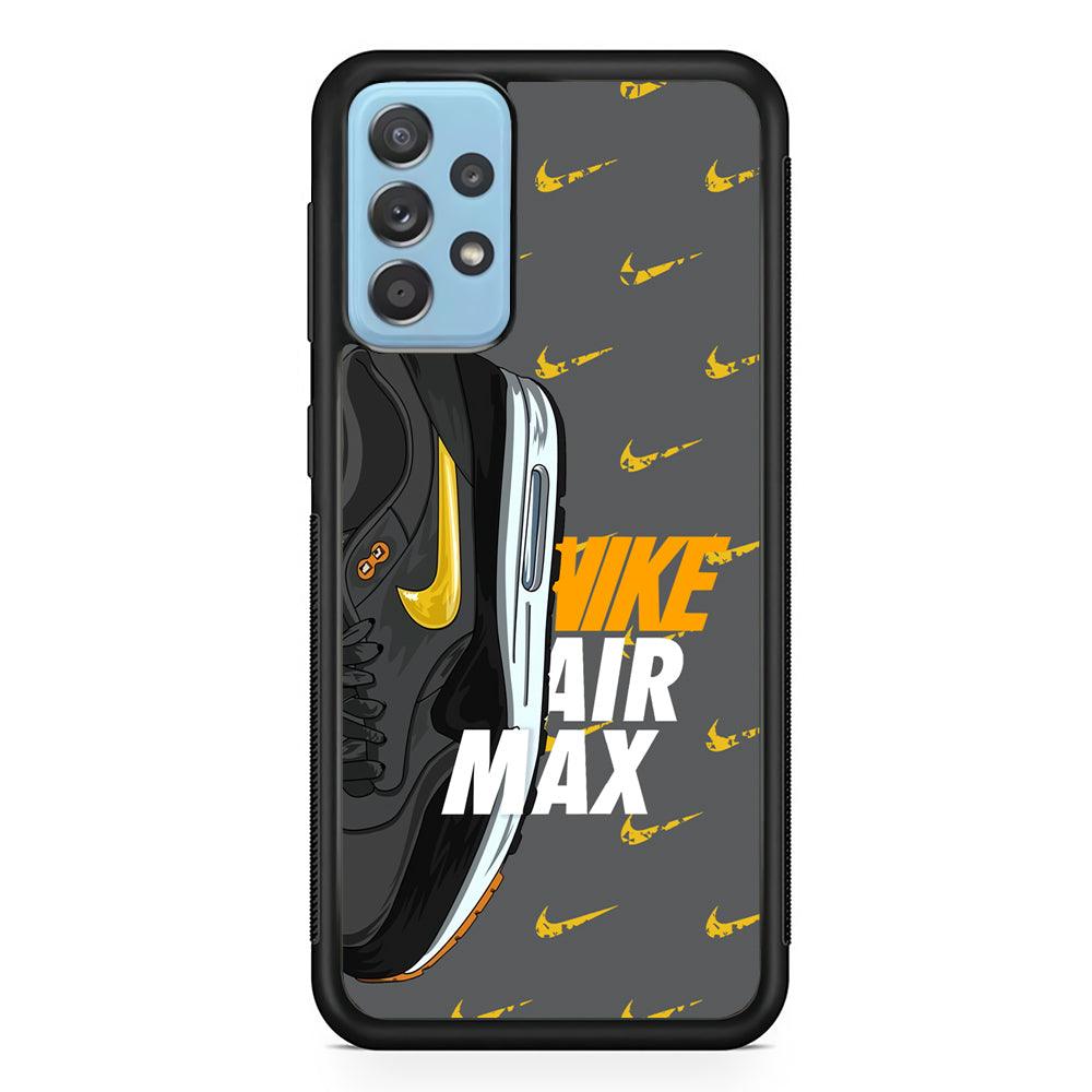 Nike Golden of Air Max Samsung Galaxy A72 Case-Rubber Black (2D Case)-Oxvistore