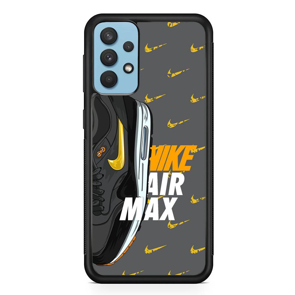 Nike Golden of Air Max Samsung Galaxy A32 Case-Rubber Black (2D Case)-Oxvistore
