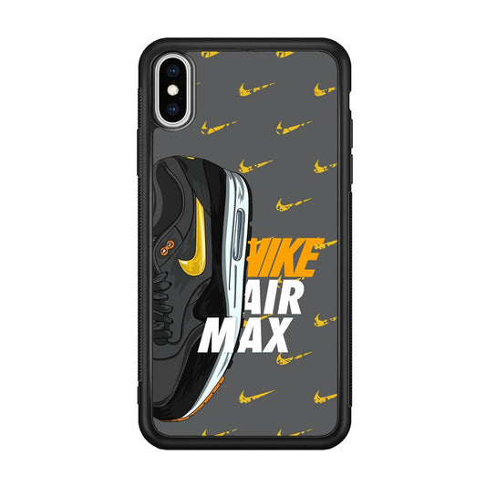 Nike Golden of Air Max iPhone Xs Max Case-Rubber Black (2D Case)-Oxvistore