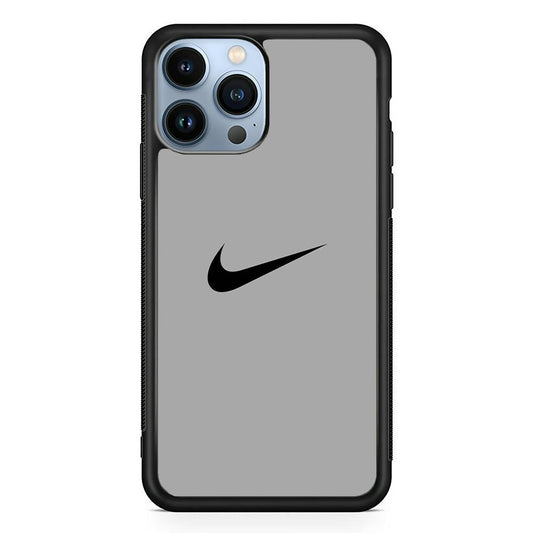 Nike Gray Full iPhone 14 Pro Case-Rubber Black (2D Case)-Oxvistore