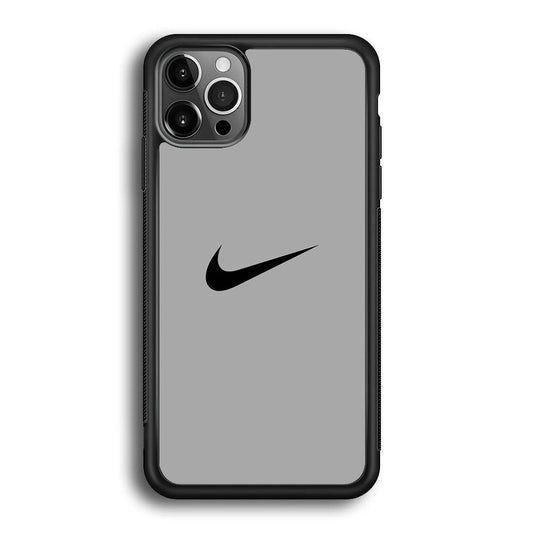 Nike Gray Full iPhone 12 Pro Case-Rubber Black (2D Case)-Oxvistore