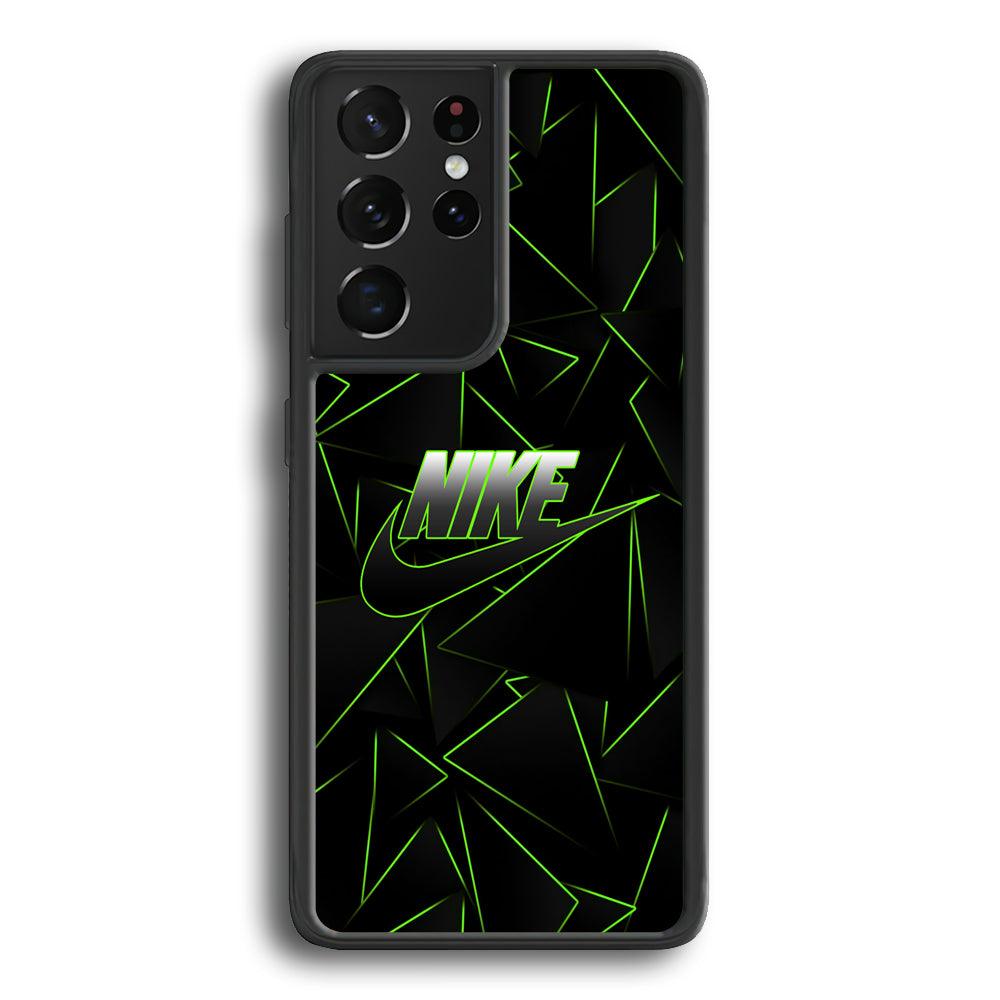 Nike Green Laser Point Samsung Galaxy S21 Ultra Case-Rubber Black (2D Case)-Oxvistore