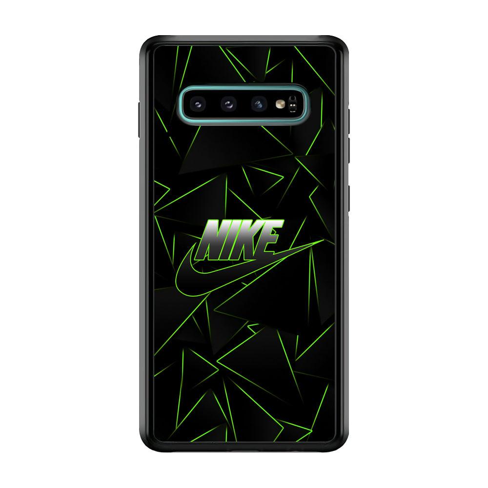 Nike Green Laser Point Samsung Galaxy S10 Case-Rubber Black (2D Case)-Oxvistore