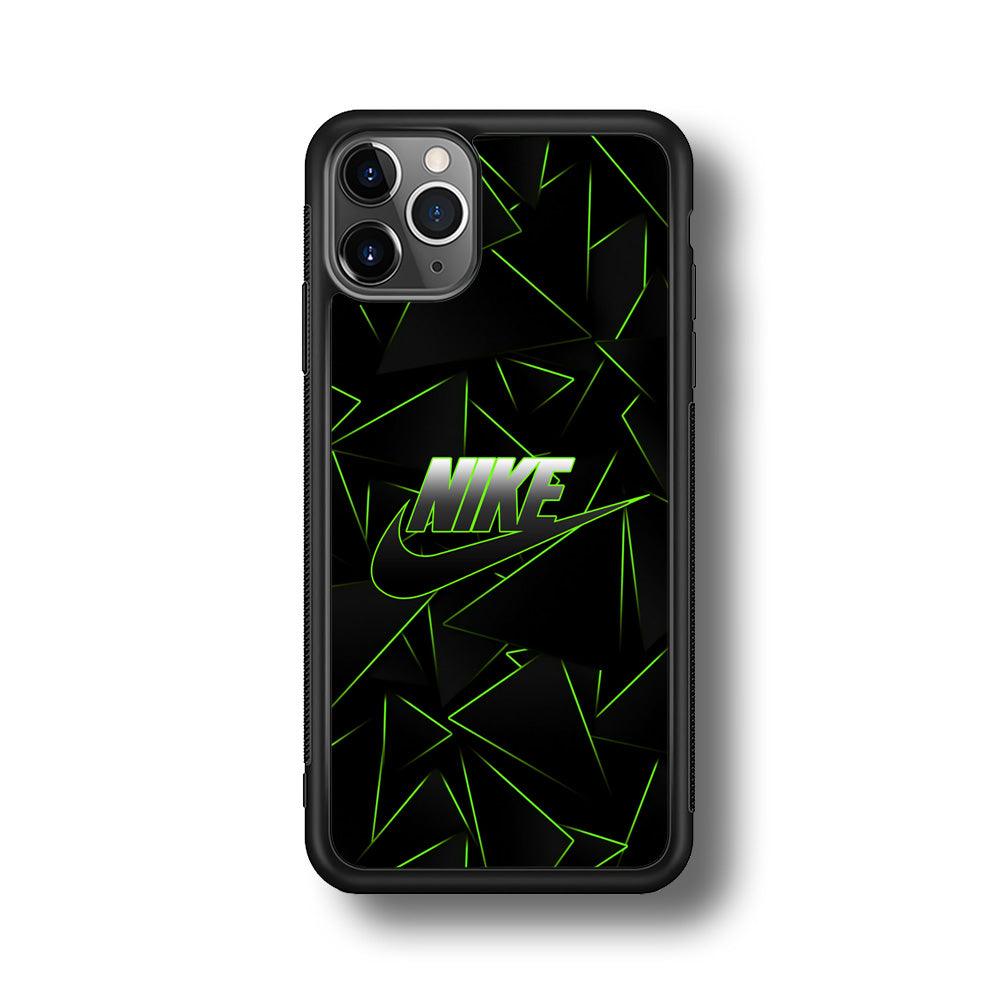 Nike Green Laser Point iPhone 11 Pro Max Case-Rubber Black (2D Case)-Oxvistore