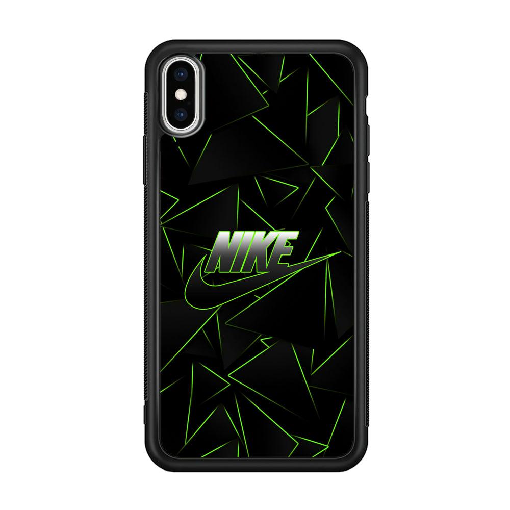 Nike Green Laser Point iPhone Xs Max Case-Rubber Black (2D Case)-Oxvistore
