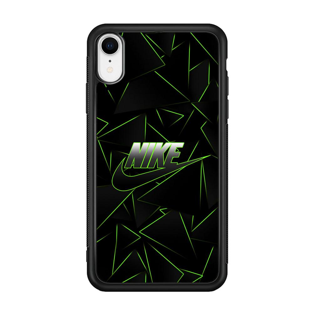 Nike Green Laser Point iPhone XR Case-Rubber Black (2D Case)-Oxvistore