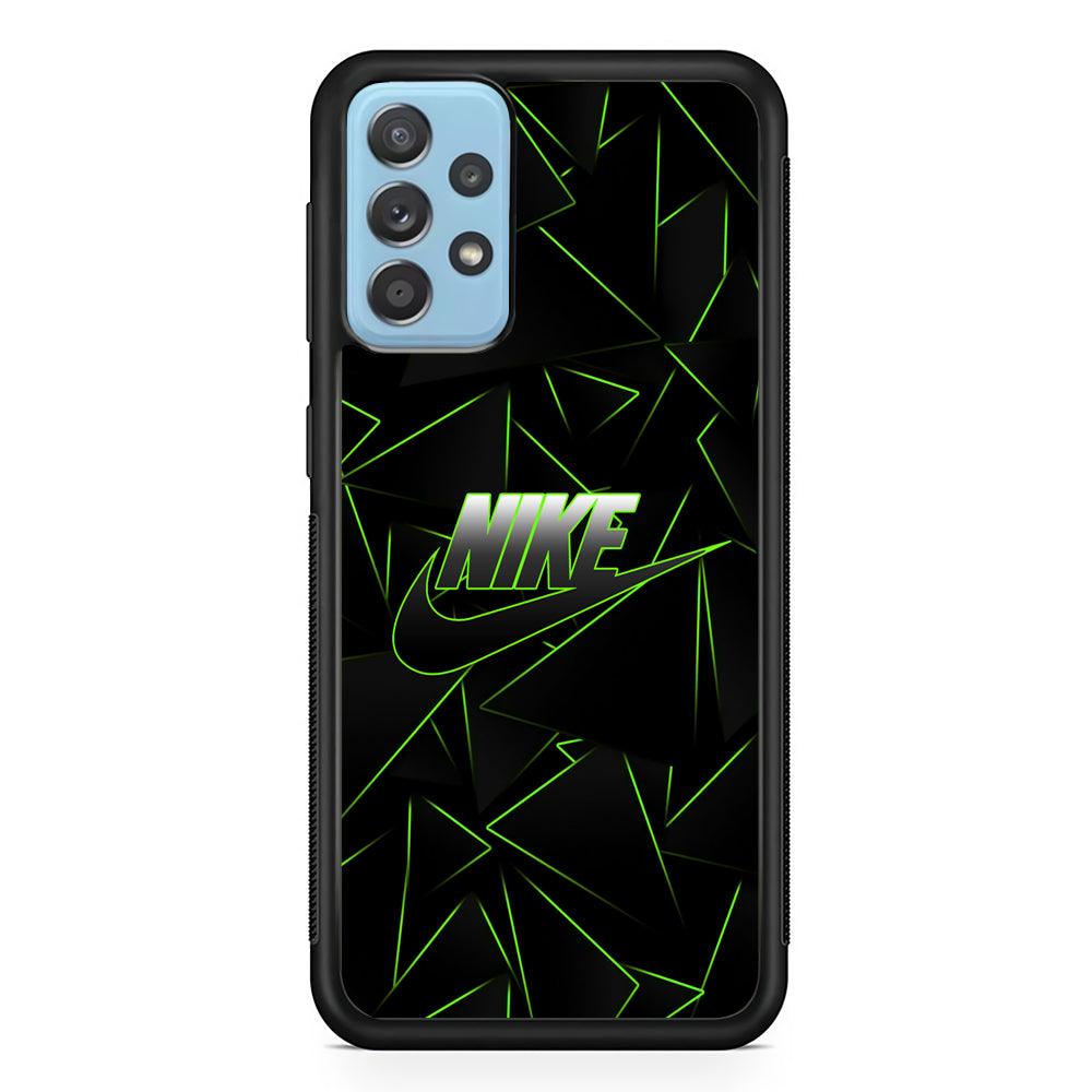 Nike Green Laser Point Samsung Galaxy A72 Case-Rubber Black (2D Case)-Oxvistore