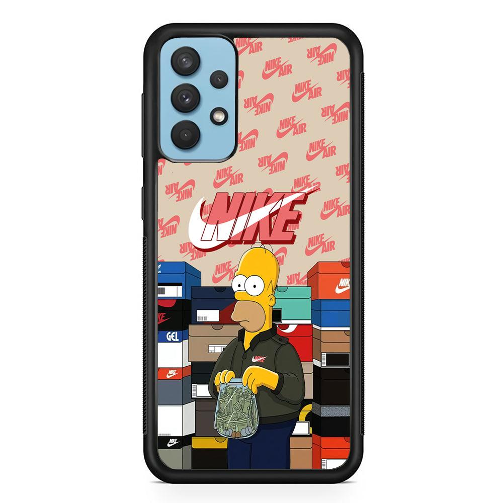 Nike Homer Spend Money Samsung Galaxy A32 Case-Rubber Black (2D Case)-Oxvistore
