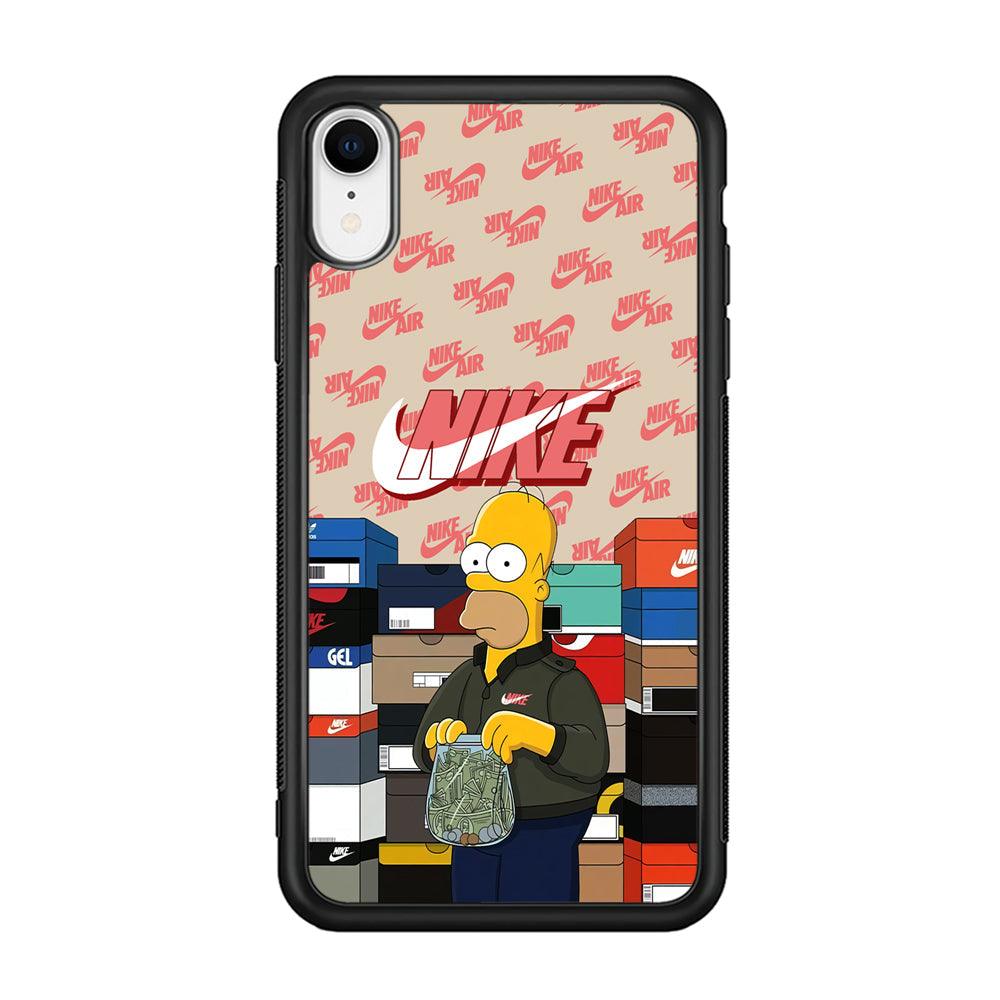 Nike Homer Spend Money iPhone XR Case-Rubber Black (2D Case)-Oxvistore