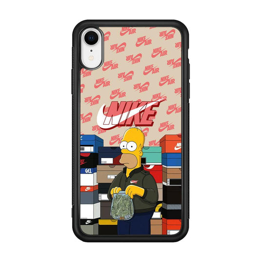 Nike Homer Spend Money iPhone XR Case-Rubber Black (2D Case)-Oxvistore