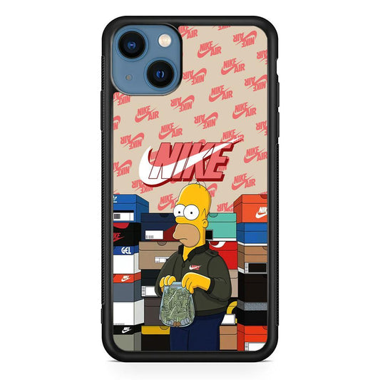 Nike Homer Spend Money iPhone 14 Plus Case-Rubber Black (2D Case)-Oxvistore