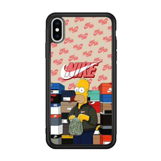 Nike Homer Spend Money iPhone XS Case-Rubber Black (2D Case)-Oxvistore