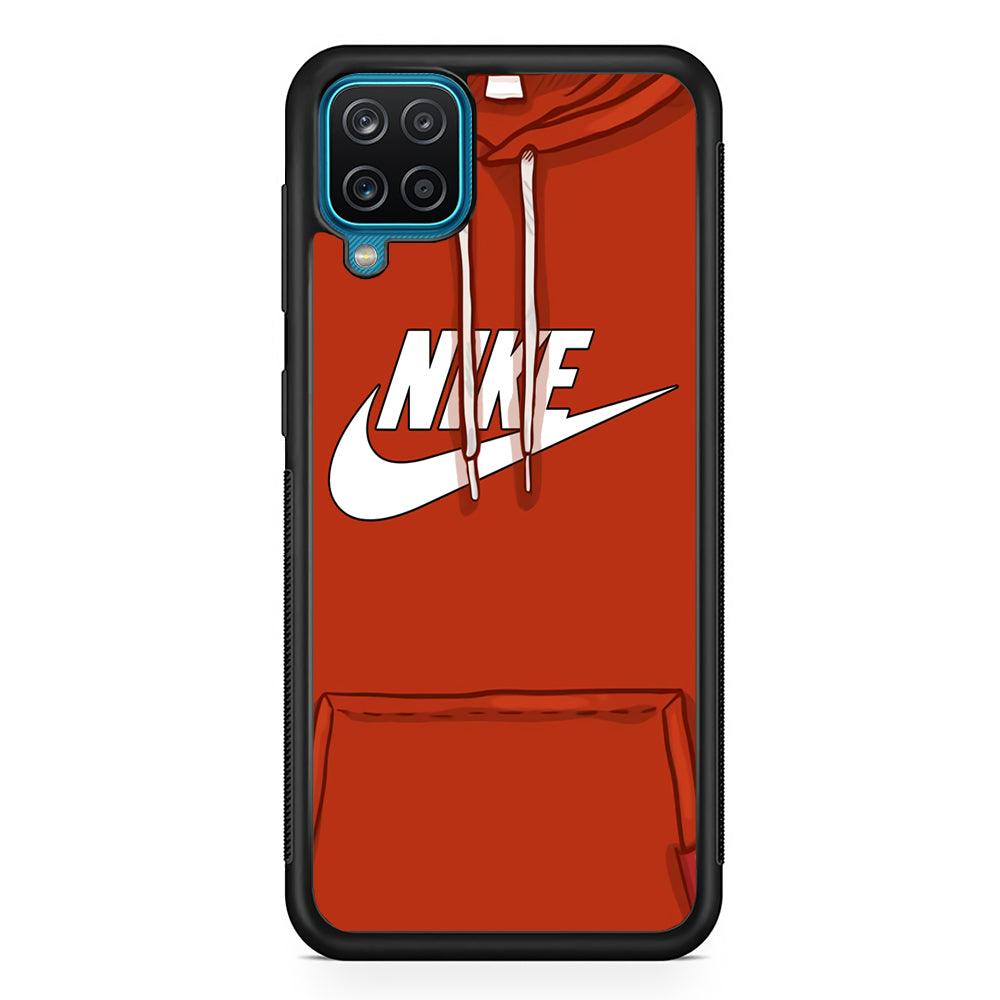 Nike Hoodie Red Samsung Galaxy A12 Case-Rubber Black (2D Case)-Oxvistore