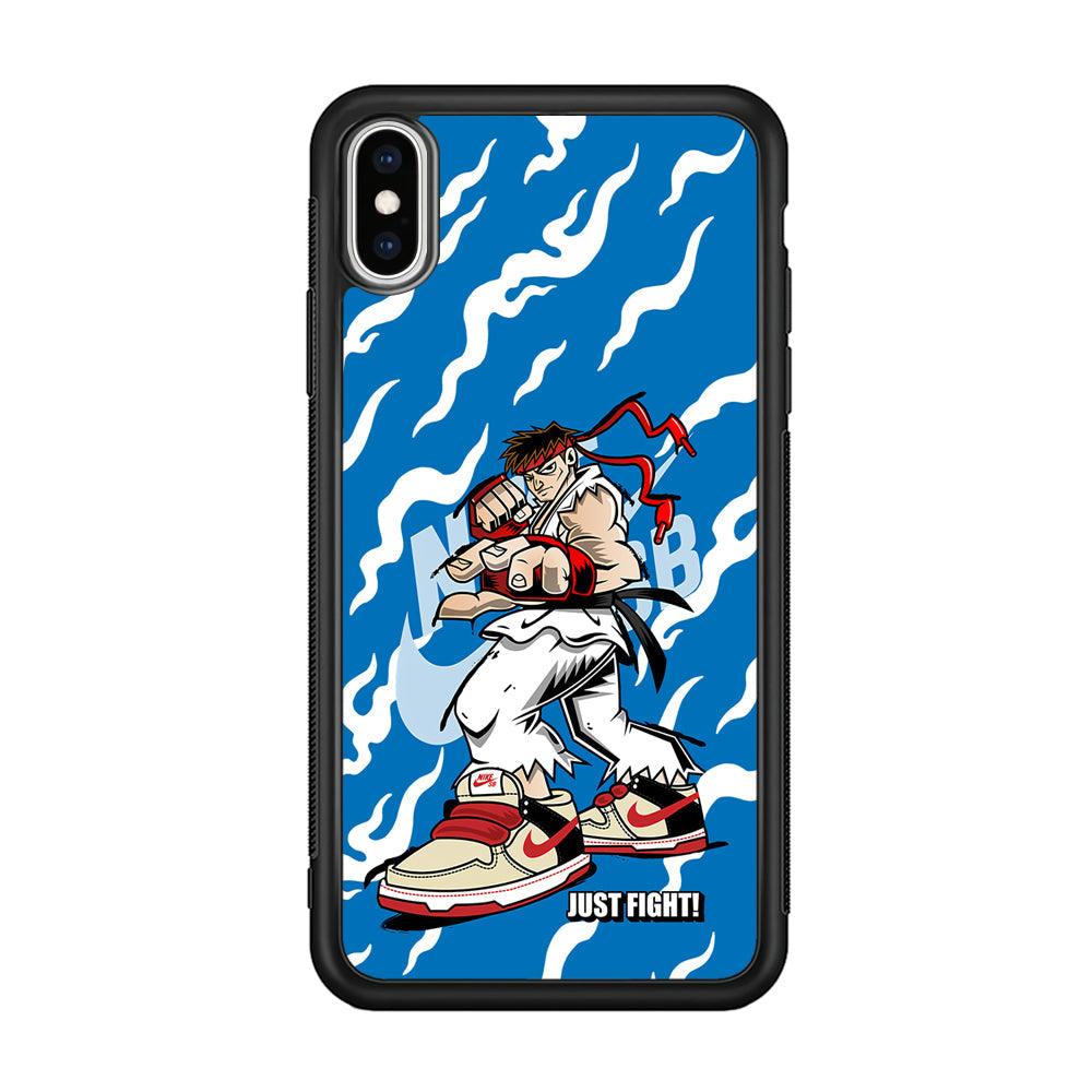 Nike Just Do It and Fight It iPhone XS Case-Rubber Black (2D Case)-Oxvistore