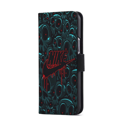 Nike Logo Skull Art Flip Wallet Phone Case