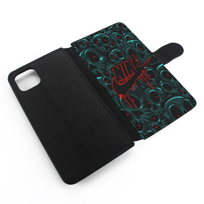 Nike Logo Skull Art Flip Wallet Phone Case