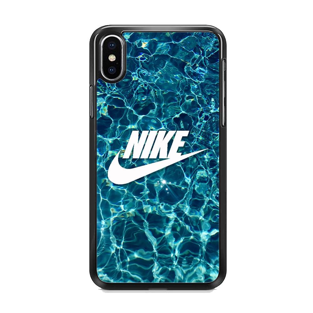 Nike Lots of Water iPhone XS MAX Case-Rubber Black (2D Case)-Oxvistore