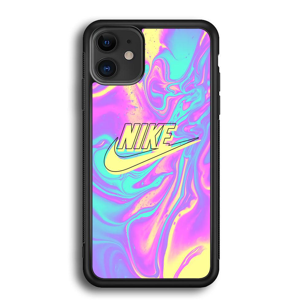 Nike Marble Liquid iPhone 12 Case-Rubber Black (2D Case)-Oxvistore