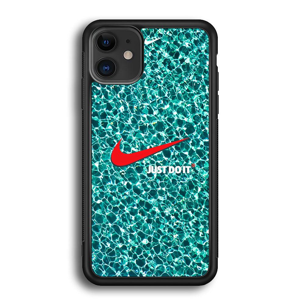Nike Red Shiny iPhone 12 Case-Rubber Black (2D Case)-Oxvistore