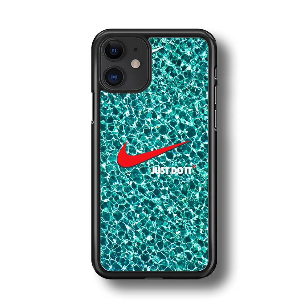 Nike Red Shiny iPhone 11 Case-Rubber Black (2D Case)-Oxvistore