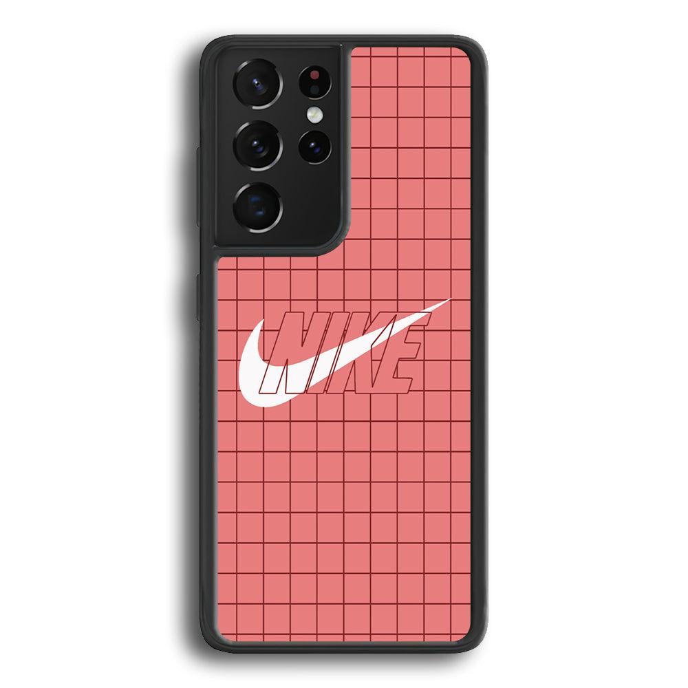 Nike Red Square Spot Samsung Galaxy S21 Ultra Case-Rubber Black (2D Case)-Oxvistore