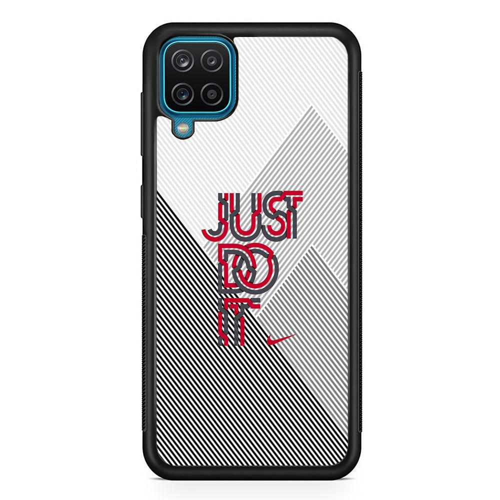 Nike Red Watchword Samsung Galaxy A12 Case-Rubber Black (2D Case)-Oxvistore