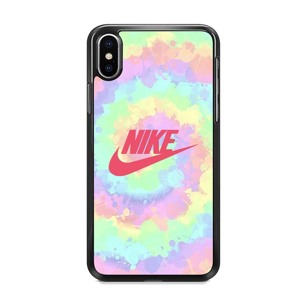 Nike Ring of Rainbow iPhone XS MAX Case-Rubber Black (2D Case)-Oxvistore