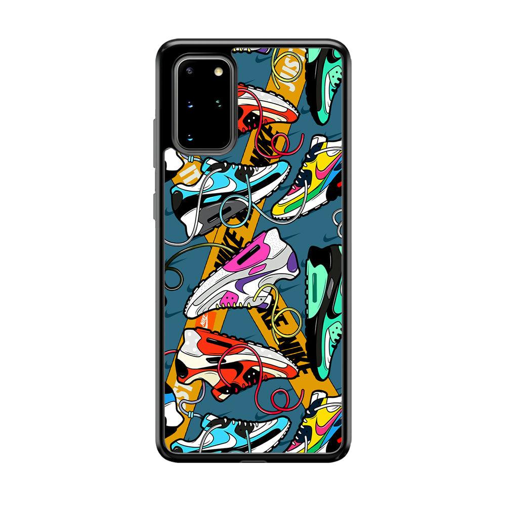 Nike Twister Shoelaces Samsung Galaxy S20 Plus Case-Rubber Black (2D Case)-Oxvistore