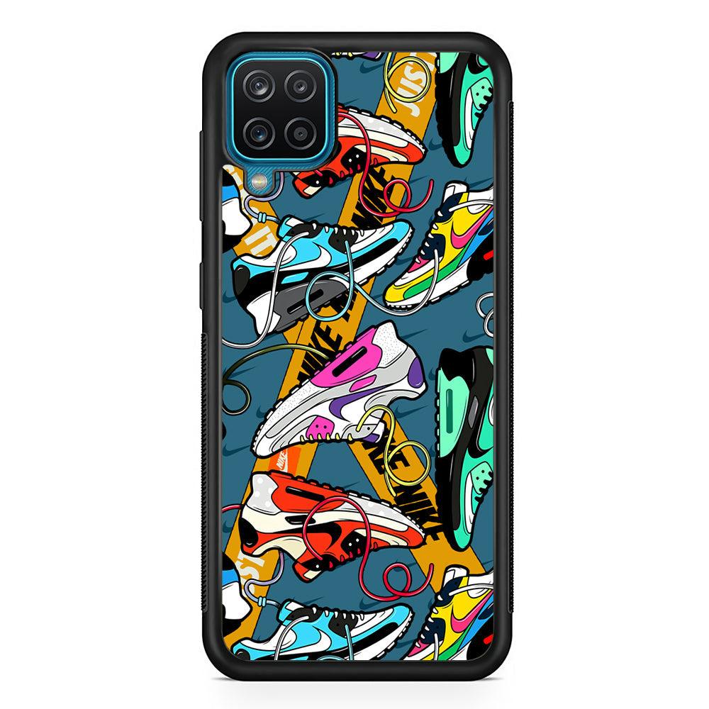 Nike Twister Shoelaces Samsung Galaxy A12 Case-Rubber Black (2D Case)-Oxvistore