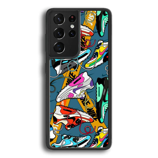 Nike Twister Shoelaces Samsung Galaxy S23 Ultra Case-Rubber Black (2D Case)-Oxvistore
