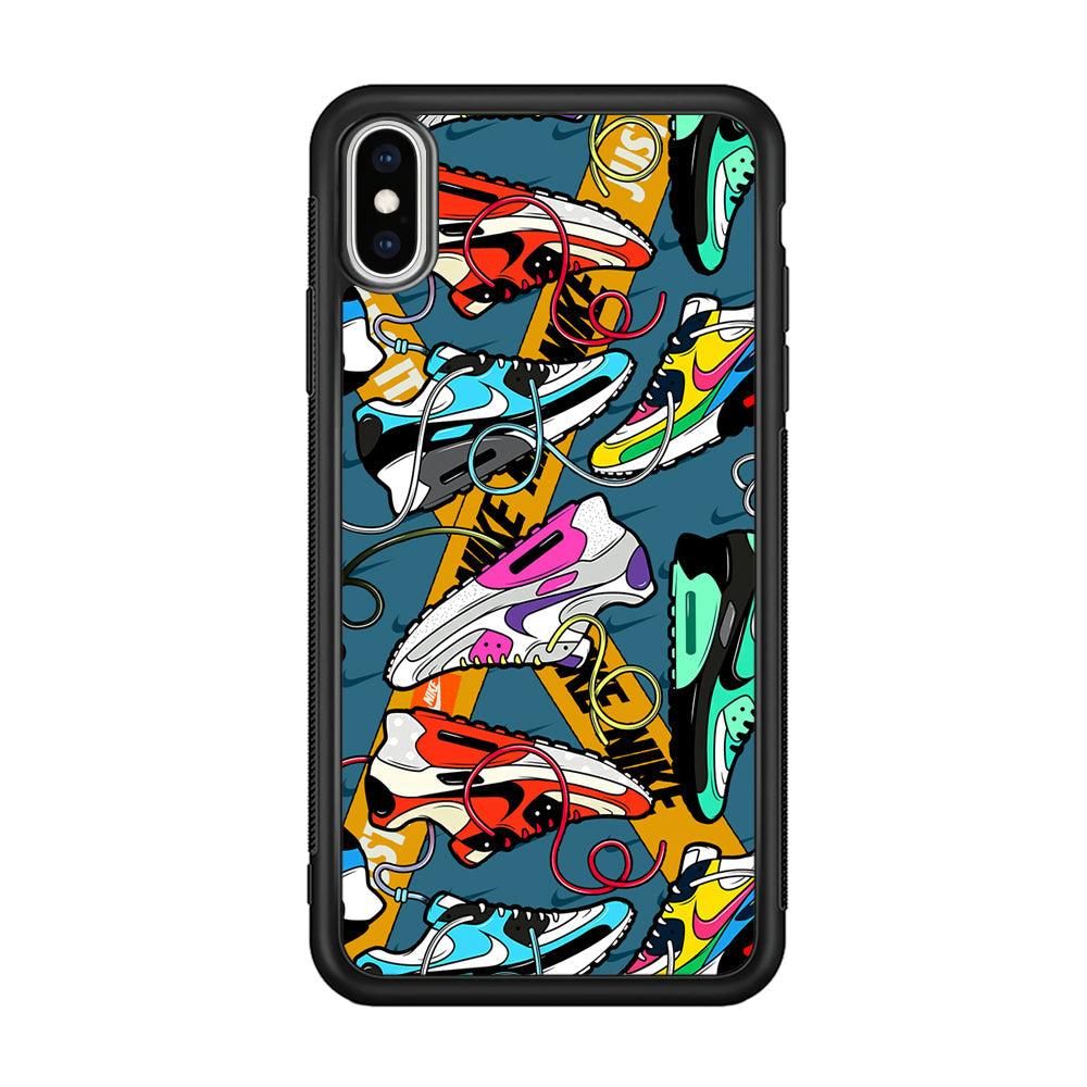 Nike Twister Shoelaces iPhone XS Case-Rubber Black (2D Case)-Oxvistore
