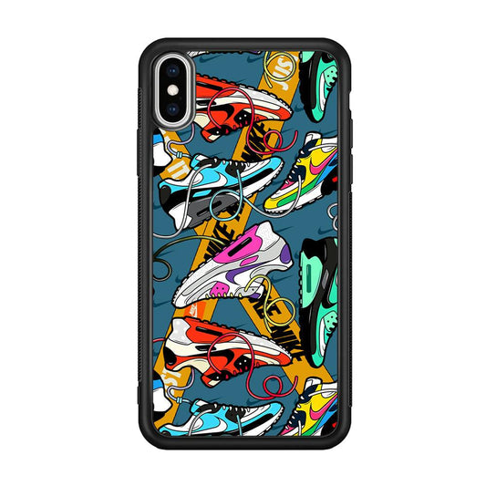 Nike Twister Shoelaces iPhone XS Case-Rubber Black (2D Case)-Oxvistore