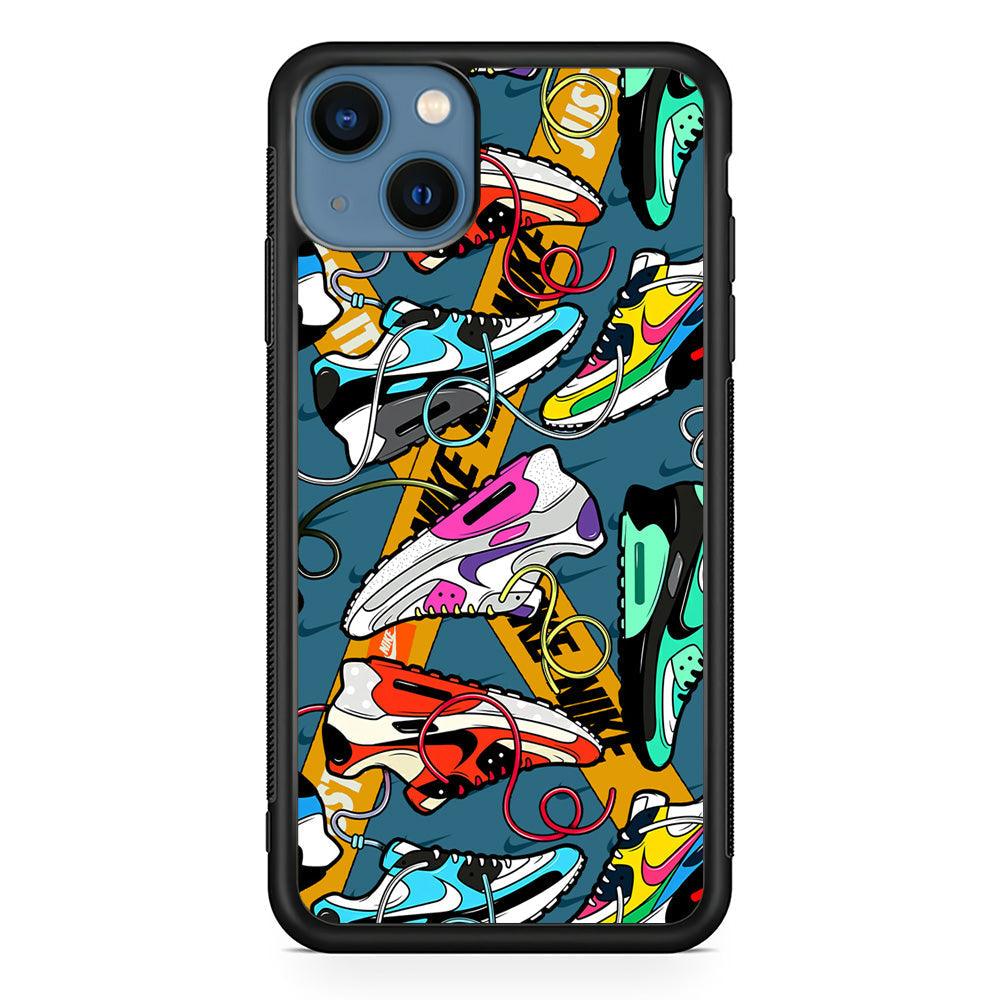 Nike Twister Shoelaces iPhone 14 Case-Rubber Black (2D Case)-Oxvistore