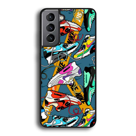 Nike Twister Shoelaces Samsung Galaxy S23 Plus Case-Rubber Black (2D Case)-Oxvistore