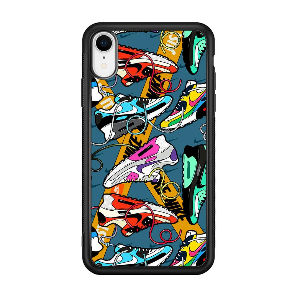 Nike Twister Shoelaces iPhone XR Case-Rubber Black (2D Case)-Oxvistore
