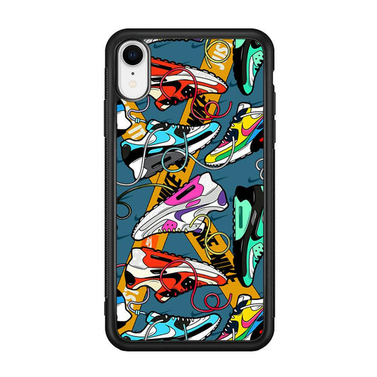 Nike Twister Shoelaces iPhone XR Case-Rubber Black (2D Case)-Oxvistore