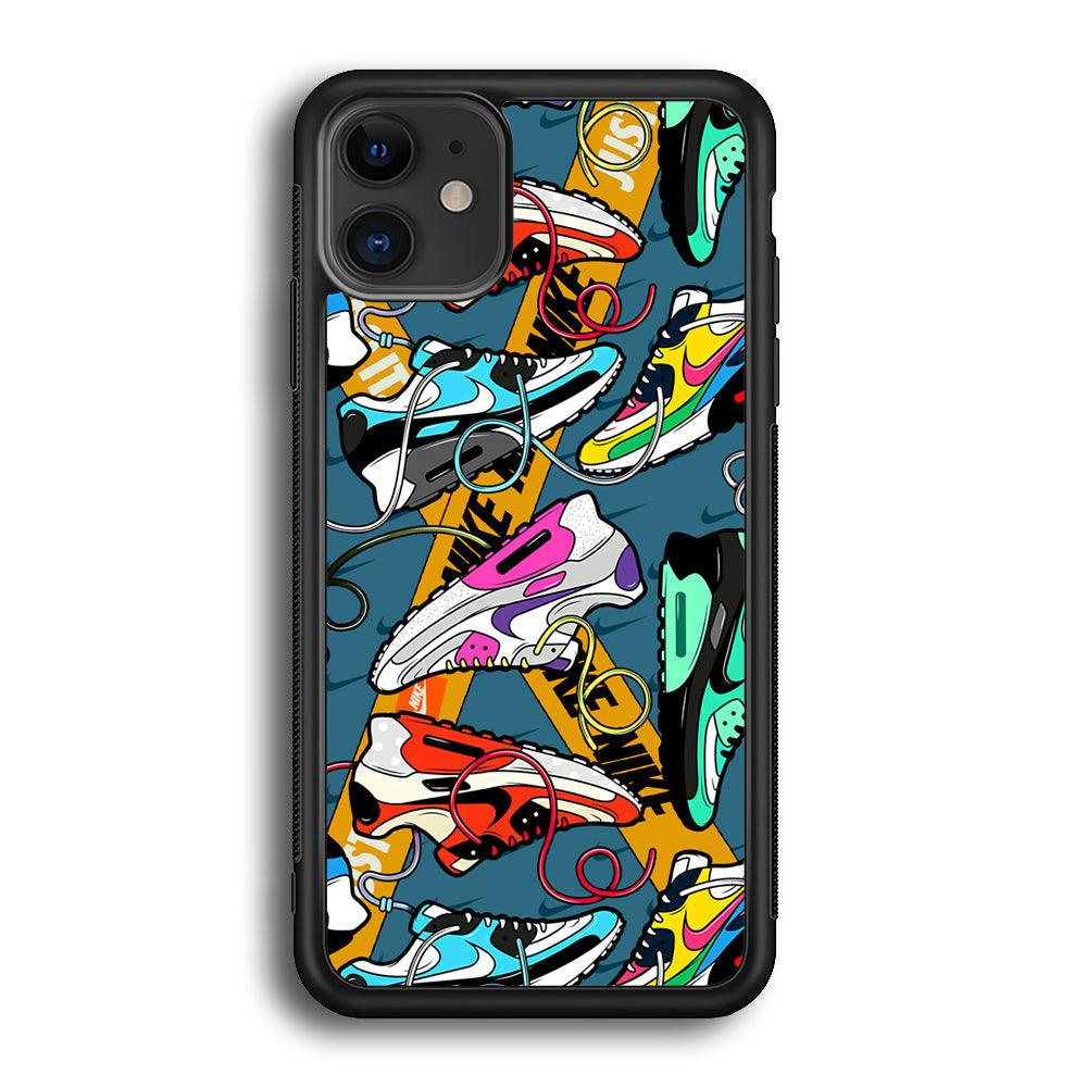 Nike Twister Shoelaces iPhone 11 Case-Rubber Black (2D Case)-Oxvistore