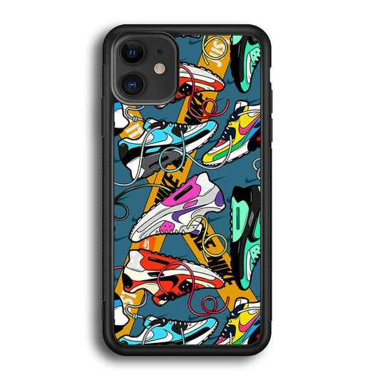 Nike Twister Shoelaces iPhone 11 Case-Rubber Black (2D Case)-Oxvistore