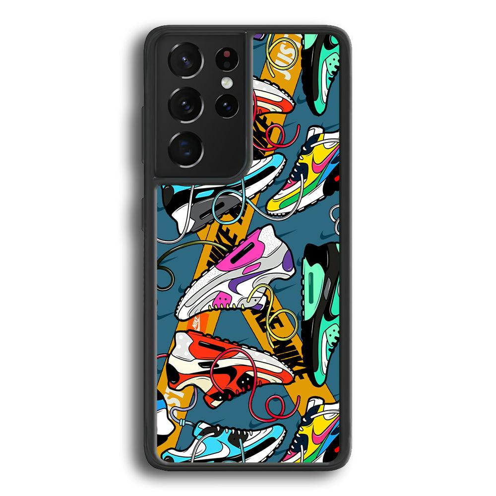Nike Twister Shoelaces Samsung Galaxy S22 Ultra Case-Rubber Black (2D Case)-Oxvistore