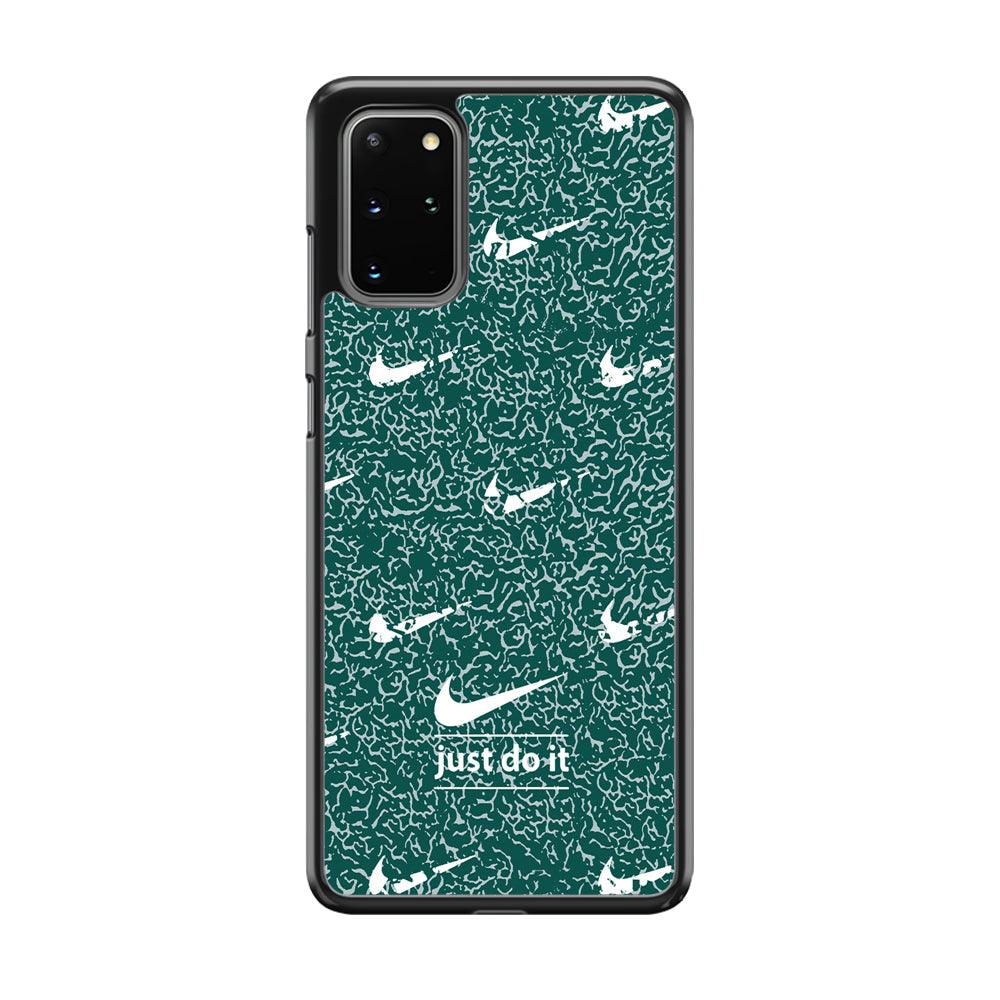 Nike White in Green Patern Samsung Galaxy S20 Plus Case-Rubber Black (2D Case)-Oxvistore