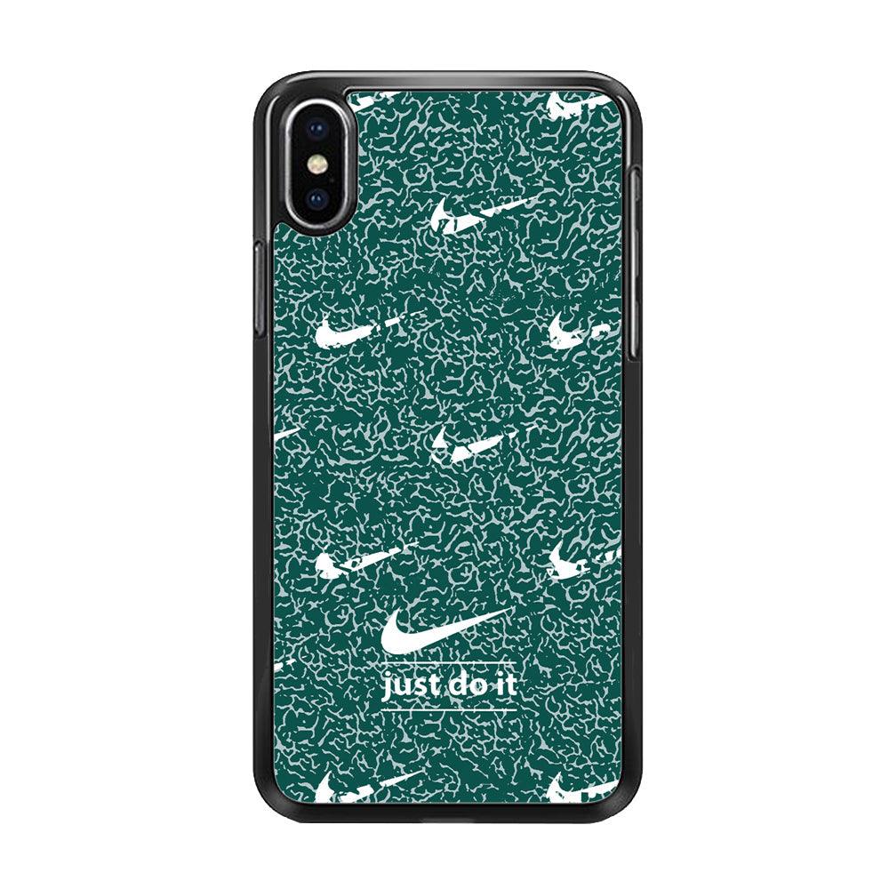 Nike White in Green Patern iPhone XS Case-Oxvistore