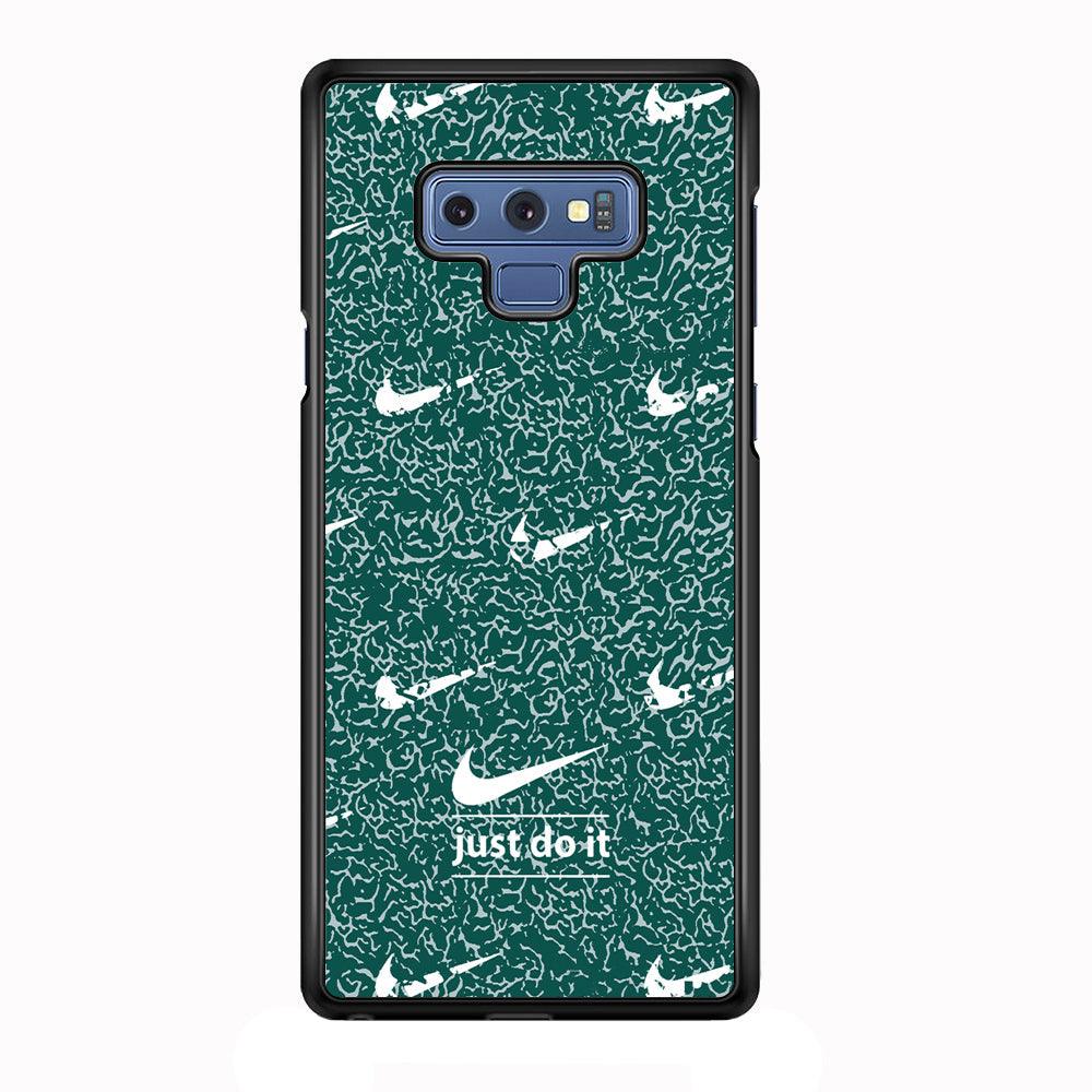 Nike White in Green Patern Samsung Galaxy Note 9 Case-Rubber Black (2D Case)-Oxvistore