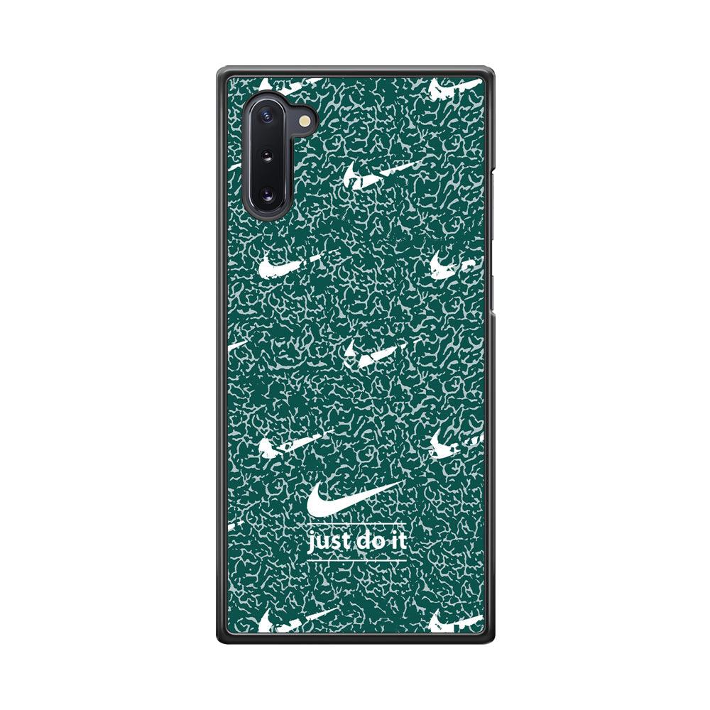 Nike White in Green Patern Samsung Galaxy Note 10 Case-Rubber Black (2D Case)-Oxvistore