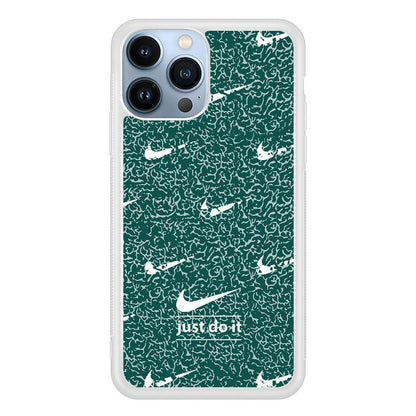 Nike White in Green Patern iPhone 15 Pro Max Case-Oxvistore